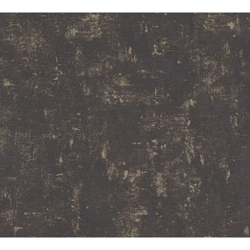 Strukturtapete Betonoptik Schwarz Gold – Vliestapete im Used Look modern AS-Creation (395115)