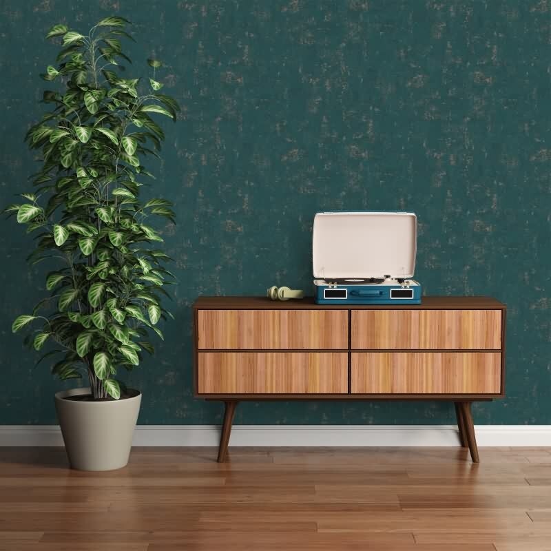 Strukturtapete Betonoptik Petrol Gold – Vliestapete im Used Look modern AS-Creation (395122)