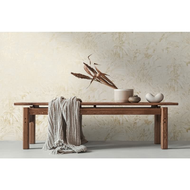 Tapete in Dschungeloptik Beige Gold – Vliestapete mit Palmenstruktur matt livingwalls (395601)