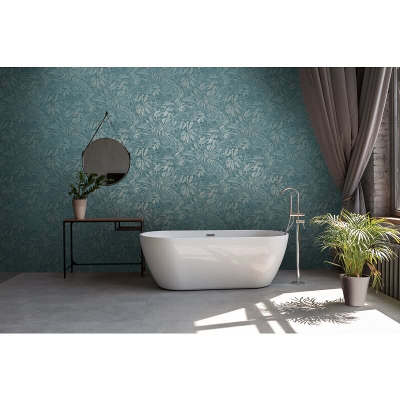 Dschungel-Tapete Dunkelblau Silber – Vlies Tapete mit Pflanzenmuster strukturiert livingwalls (395603)