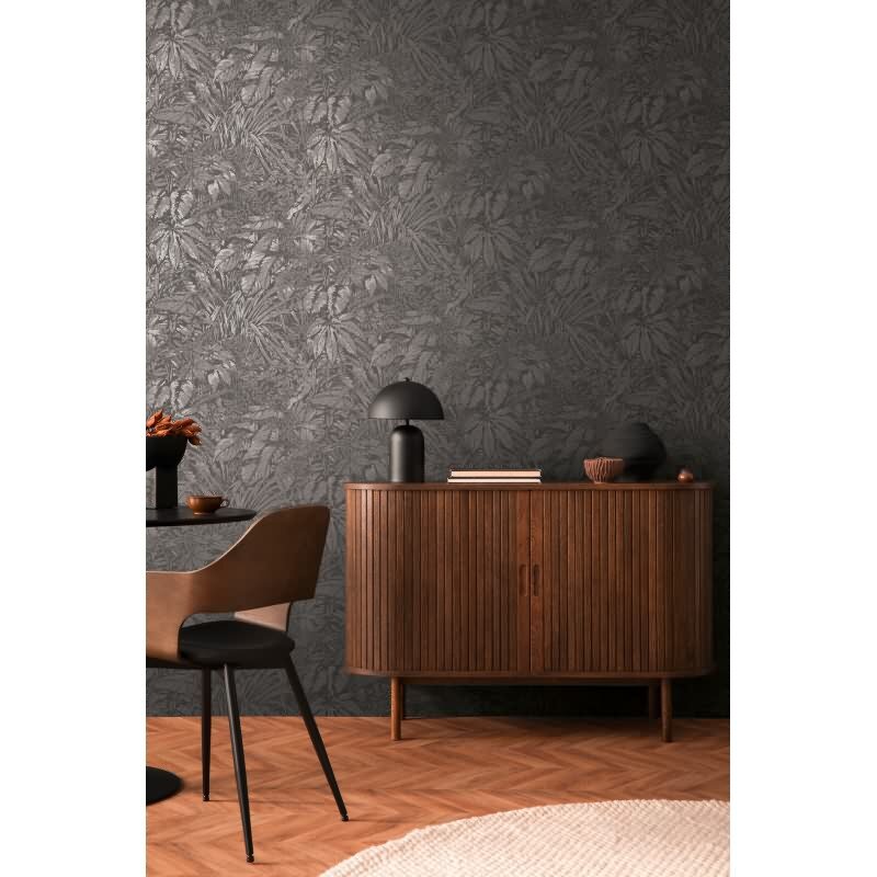 Dschungel Tapete Grau Silber – Vliestapete mit Pflanzenmotiv strukturiert matt livingwalls (395607)