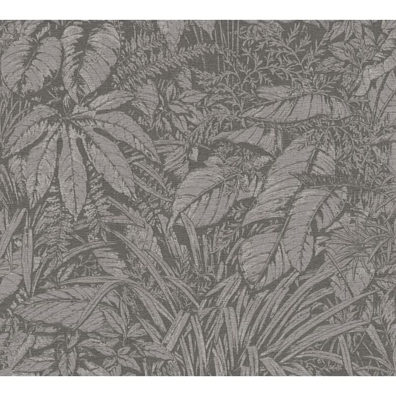 Dschungel Tapete Grau Silber – Vliestapete mit Pflanzenmotiv strukturiert matt livingwalls (395607)