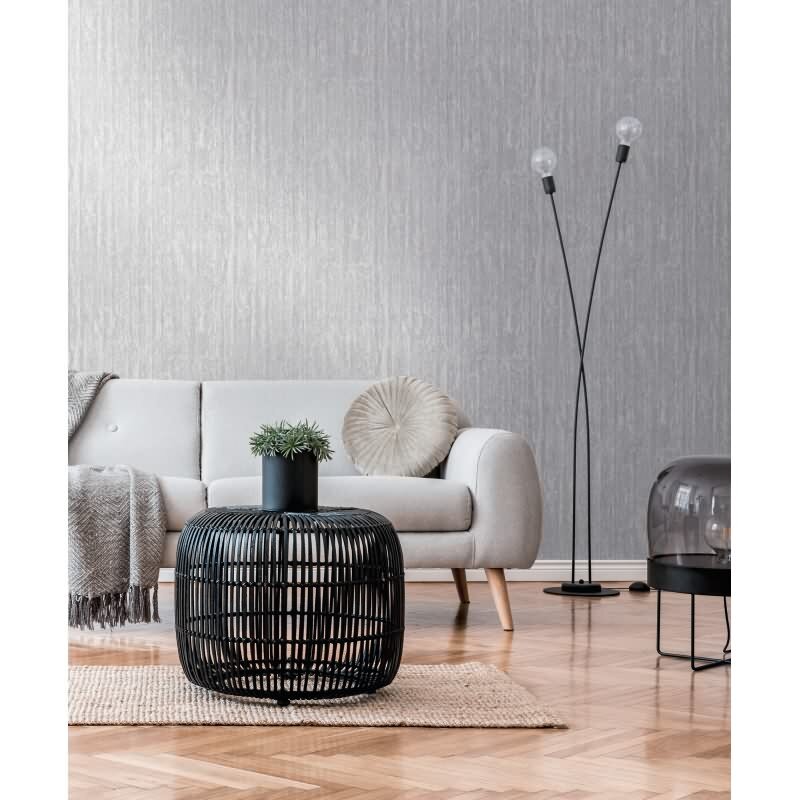 Vlies Tapete in Holz Optik Hellgrau Silber – Struktur Tapete modern glänzend livingwalls (395612)