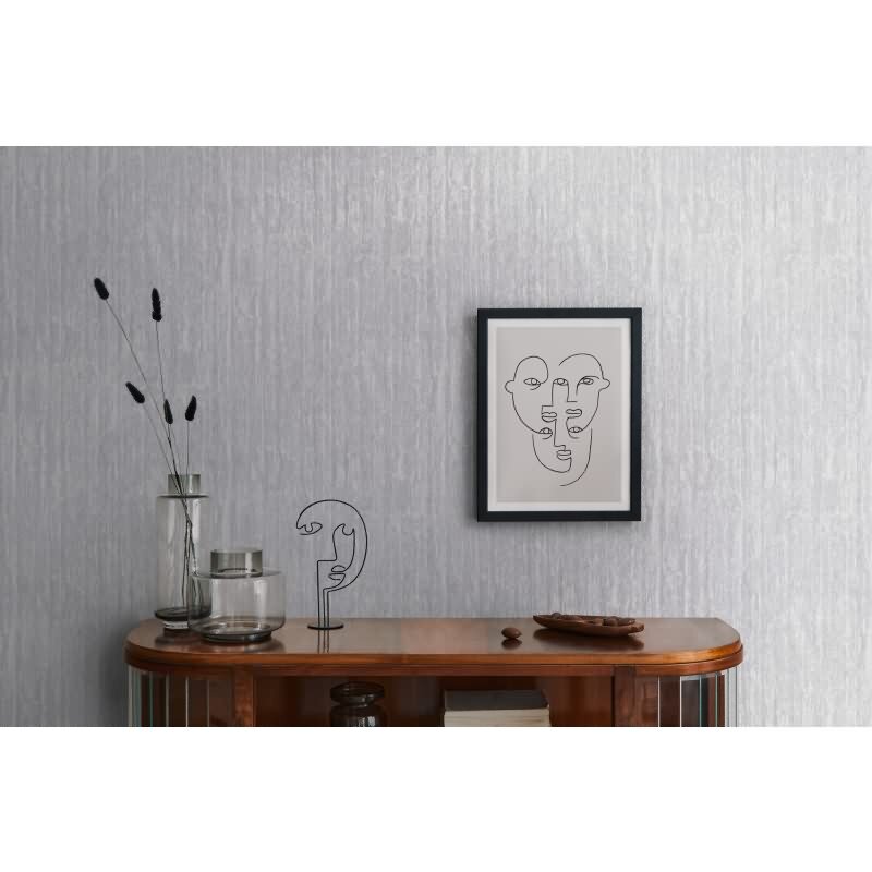 Vlies Tapete in Holz Optik Hellgrau Silber – Struktur Tapete modern glänzend livingwalls (395612)