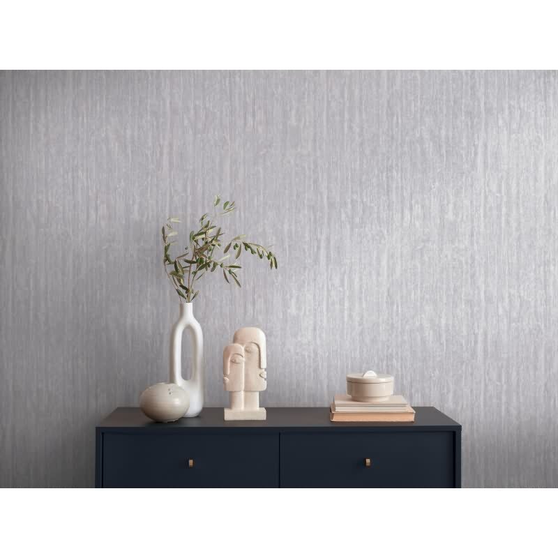 Vlies Tapete in Holz Optik Hellgrau Silber – Struktur Tapete modern glänzend livingwalls (395612)