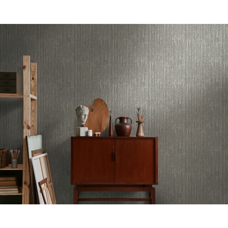 Vliestapete in Holzoptik Braun Grau Gold – Strukturtapete mit Glanzeffekt livingwalls (395615)