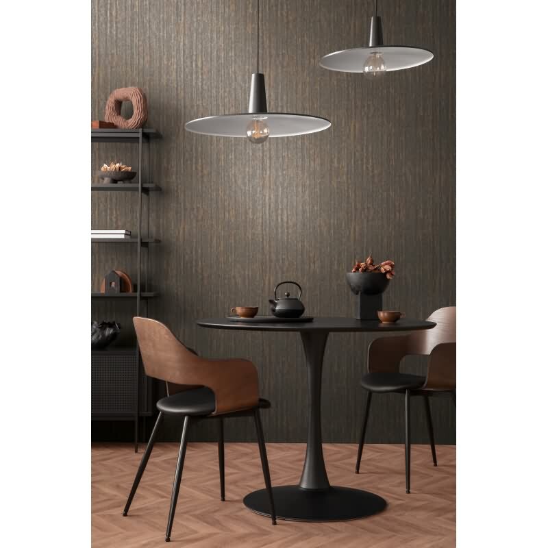 Vlies Tapete in Holz Optik Schwarz Orange Bronze – Strukturtapete glänzend modern livingwalls (395616)