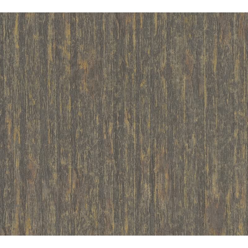 Vlies Tapete in Holz Optik Schwarz Orange Bronze – Strukturtapete glänzend modern livingwalls (395616)