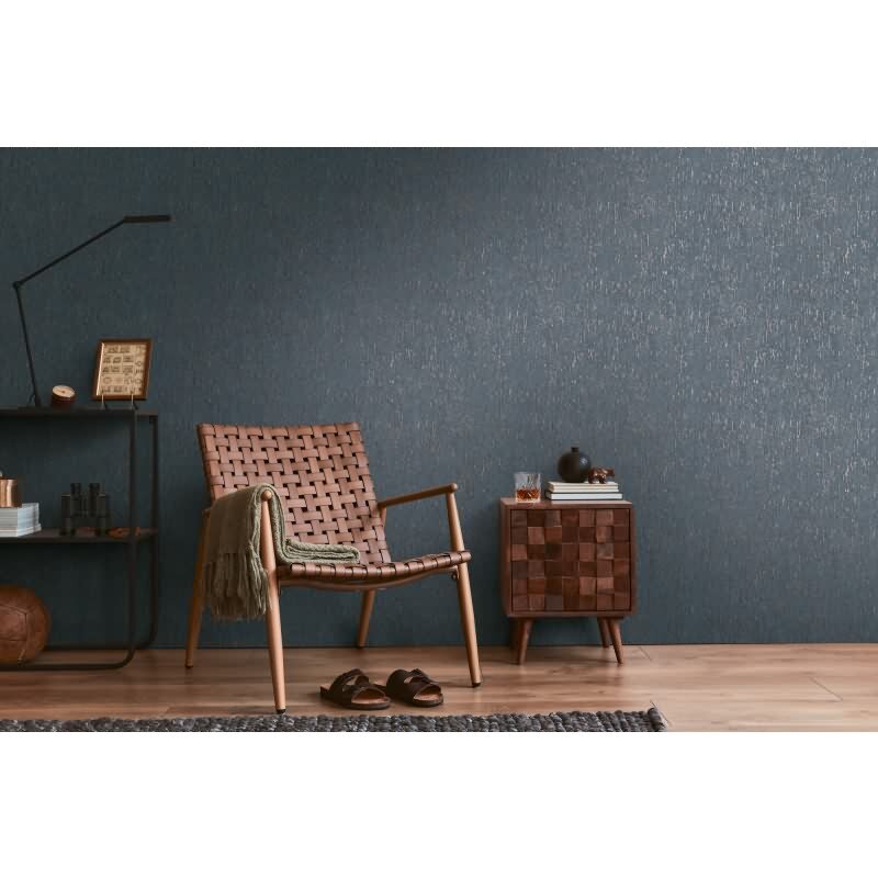 Vlies Tapete Stein Optik Blau Kupfer – Strukturierte Metallic-Tapete modern livingwalls (395622)