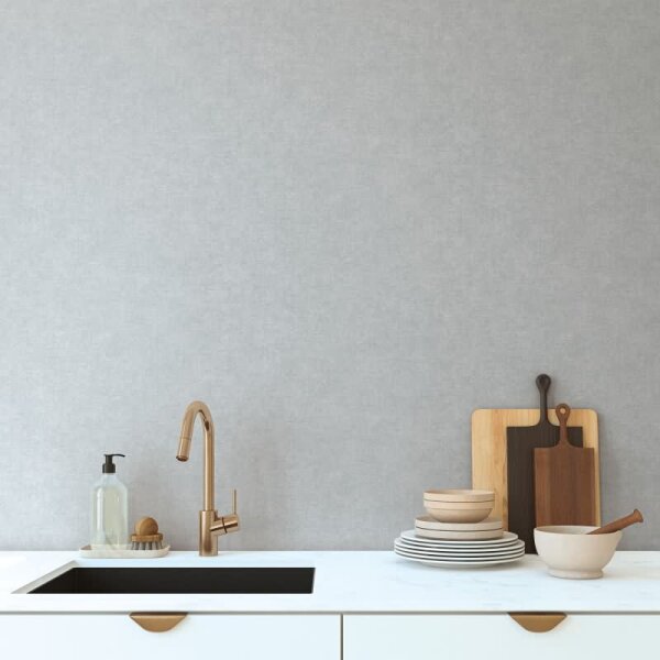 Unitapete mit Leinen-Optik Blaugrau - Einfarbige Vliestapete strukturiert livingwalls (395662)