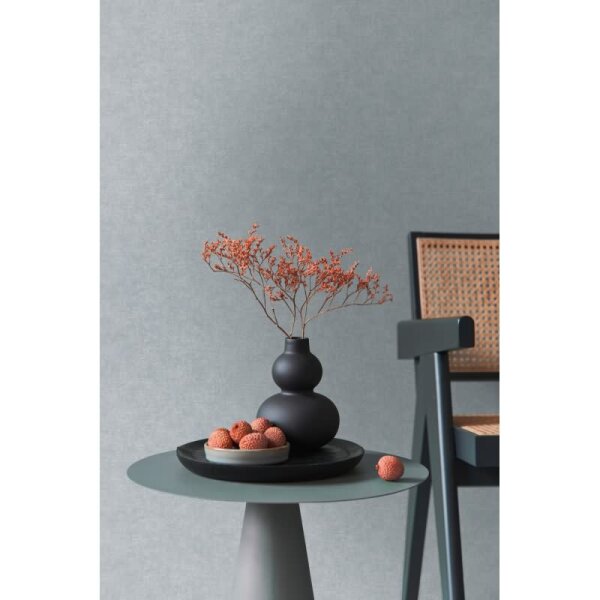 Unitapete mit Leinen-Optik Blaugrau - Einfarbige Vliestapete strukturiert livingwalls (395662)