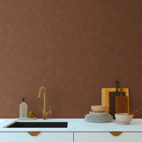 Unitapete mit Leinen-Optik Rotbraun - Einfarbige Vliestapete strukturiert livingwalls (395671)