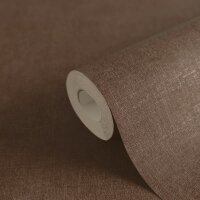 Unitapete mit Leinen-Optik Rotbraun - Einfarbige...