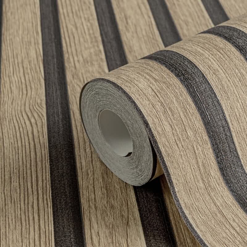 Holzoptik Tapete Brain Schwarz - 3D Vliestapete skandinavische Holzpaneele AS-Creation (391091)