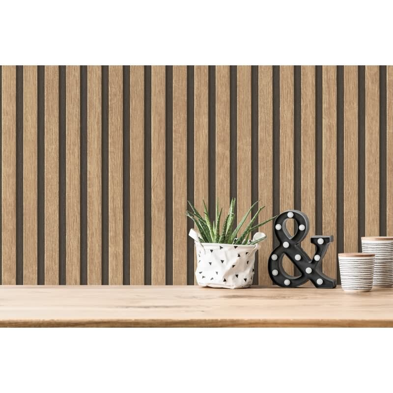 Holzoptik Tapete Brain Schwarz - 3D Vliestapete skandinavische Holzpaneele AS-Creation (391091)