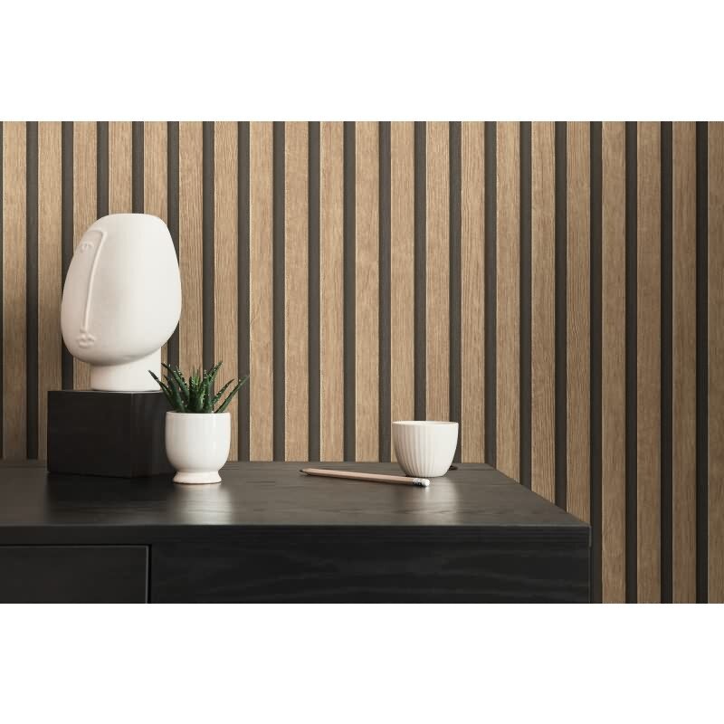 Holzoptik Tapete Brain Schwarz - 3D Vliestapete skandinavische Holzpaneele AS-Creation (391091)