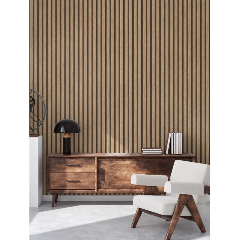 Holzoptik Tapete Brain Schwarz - 3D Vliestapete skandinavische Holzpaneele AS-Creation (391091)