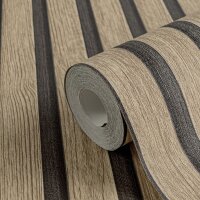 Holzoptik Tapete Brain Schwarz - 3D Vliestapete...