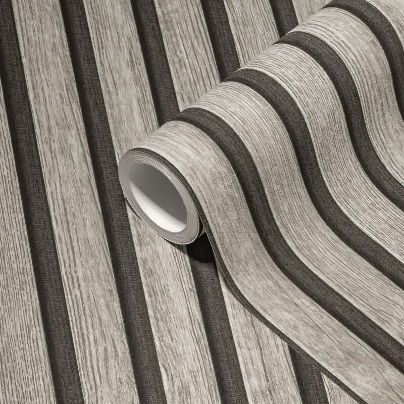 3D Tapete Holzoptik Akustikpaneele Grau Schwarz - Vliestapete moderne Holzpaneele AS-Creation (391092)