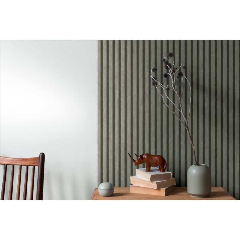 3D Tapete Holzoptik Akustikpaneele Grau Schwarz - Vliestapete moderne Holzpaneele AS-Creation (391092)