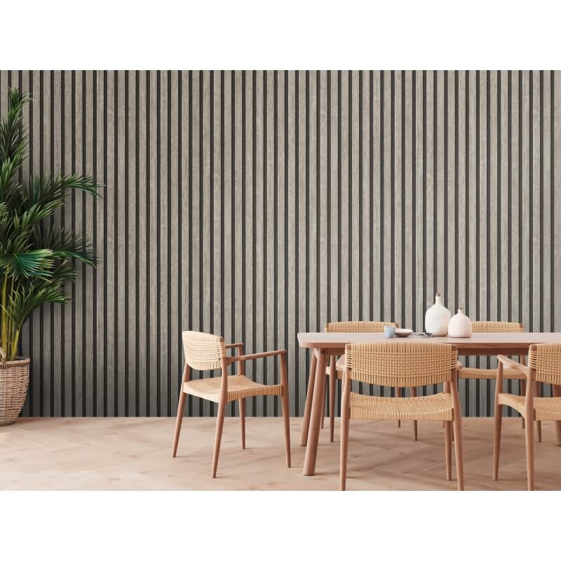 3D Tapete Holzoptik Akustikpaneele Grau Schwarz - Vliestapete moderne Holzpaneele AS-Creation (391092)