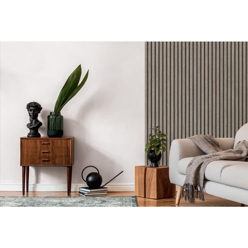 3D Tapete Holzoptik Akustikpaneele Grau Schwarz - Vliestapete moderne Holzpaneele AS-Creation (391092)