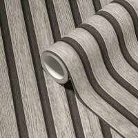 3D Tapete Holzoptik Akustikpaneele Grau Schwarz -...