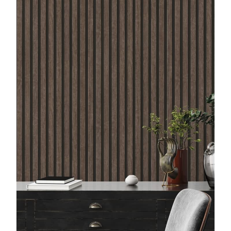 Tapete Holzoptik Dunkelbraun Schwarz - Vliestapete 3D Holzpaneele modern AS-Creation (391093)