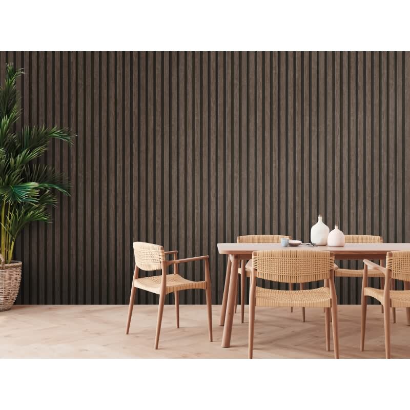 Tapete Holzoptik Dunkelbraun Schwarz - Vliestapete 3D Holzpaneele modern AS-Creation (391093)