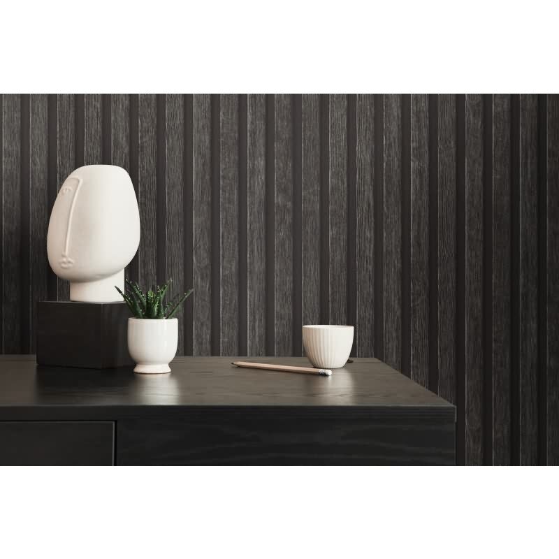 Vliestapete Holzoptik Schwarz Anthrazit - Design Tapete modern Holzpaneele AS-Creation (391094)
