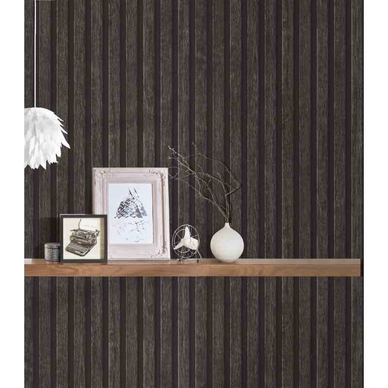 Vliestapete Holzoptik Schwarz Anthrazit - Design Tapete modern Holzpaneele AS-Creation (391094)