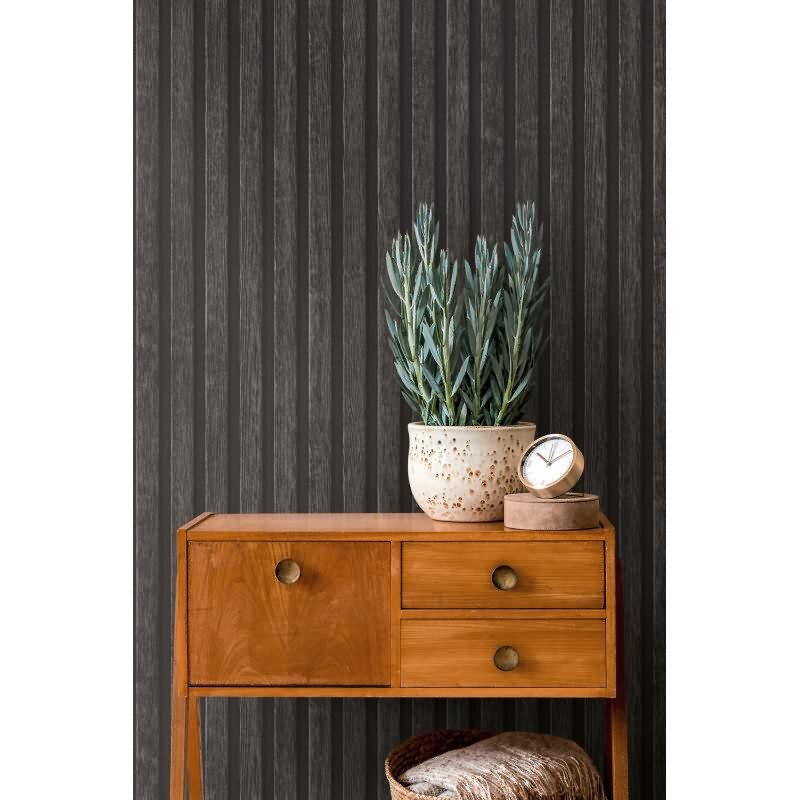 Vliestapete Holzoptik Schwarz Anthrazit - Design Tapete modern Holzpaneele AS-Creation (391094)