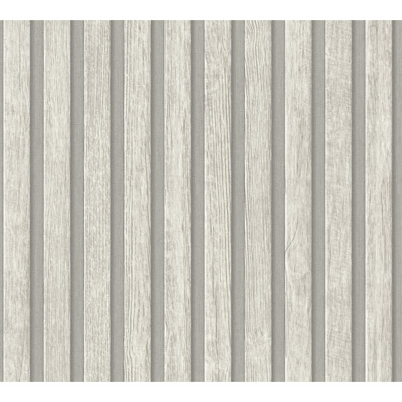 Holzoptik-Tapete Streifen Grau Beige - Vliestapete modern skandinavisch - Holzpaneele AS-Creation (391095)