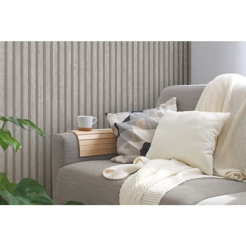 Holzoptik-Tapete Streifen Grau Beige - Vliestapete modern skandinavisch - Holzpaneele AS-Creation (391095)