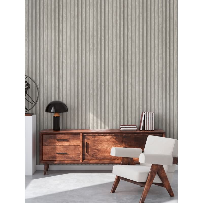 Holzoptik-Tapete Streifen Grau Beige - Vliestapete modern skandinavisch - Holzpaneele AS-Creation (391095)