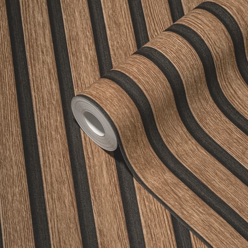 Holzpaneel-Tapete Dunkelbraun Schwarz - Vliestapete modern - Wandtapete elegant AS-Creation (391098)