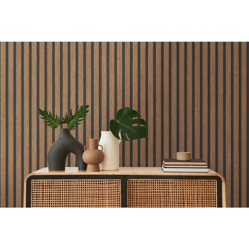 Holzpaneel-Tapete Dunkelbraun Schwarz - Vliestapete modern - Wandtapete elegant AS-Creation (391098)