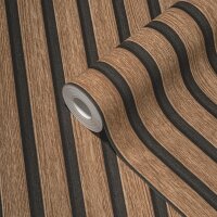 Holzpaneel-Tapete Dunkelbraun Schwarz - Vliestapete...