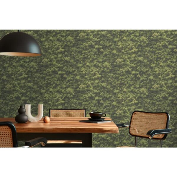 Wald-Tapete Luftaufnahme Grün - Vliestapete Naturmotiv fotorealistisch - Mustertapete AS-Creation (394051)