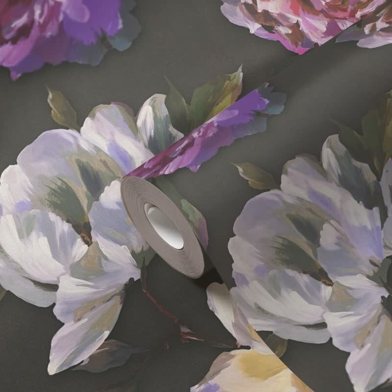 Florale Tapete Rosen Schwarz Lila - Vliestapete dunkel - Mustertapete elegant romantisch AS-Creation (396091)