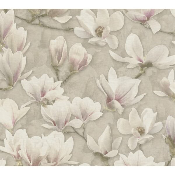 Blumentapete Magnolien Beige Rosé - Vliestapete floral romantisch - Mustertapete zart AS-Creation (396101)