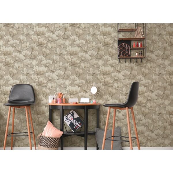 Blumentapete Magnolien Beige Creme - Vliestapete floral hell - Mustertapete natürlich AS-Creation (396102)