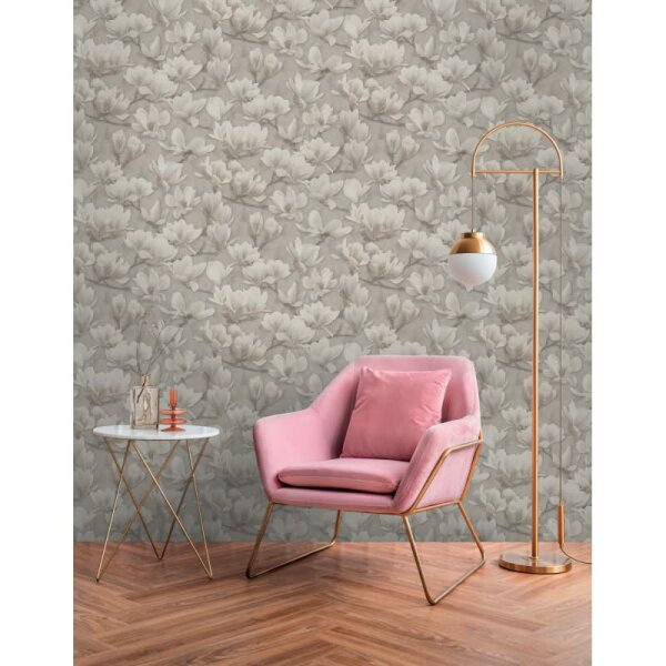 Blumentapete Magnolien Beige Creme - Vliestapete floral hell - Mustertapete natürlich AS-Creation (396102)