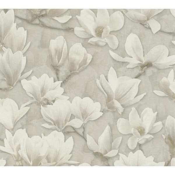 Blumentapete Magnolien Beige Creme - Vliestapete floral hell - Mustertapete natürlich AS-Creation (396102)