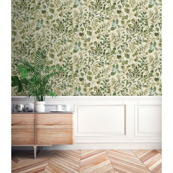 Pflanzen-Tapete Blätter Grün Weiß - Vliestapete botanisch - Mustertapete Naturmotiv AS-Creation (396971)