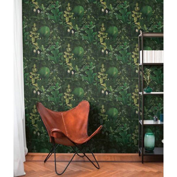 Dschungel-Tapete Dunkelgrün - Vliestapete tropisch - Mustertapete mit Pflanzenmotiv AS-Creation (396981)