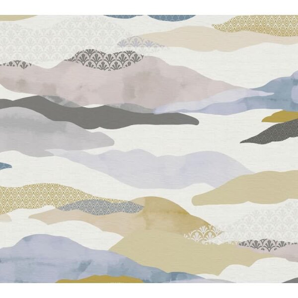 Landschafts-Tapete Berge Beige Blau - Vliestapete modern - Mustertapete Aquarell-Optik AS-Creation (396991)