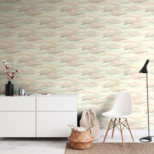 Landschafts-Tapete Berge Rosé Grau - Vliestapete Aquarelloptik - Mustertapete modern AS-Creation (396992)