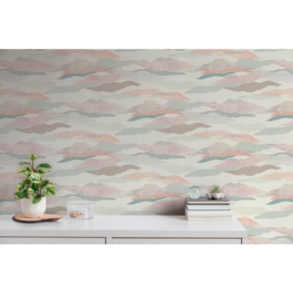 Landschafts-Tapete Berge Rosé Grau - Vliestapete Aquarelloptik - Mustertapete modern AS-Creation (396992)