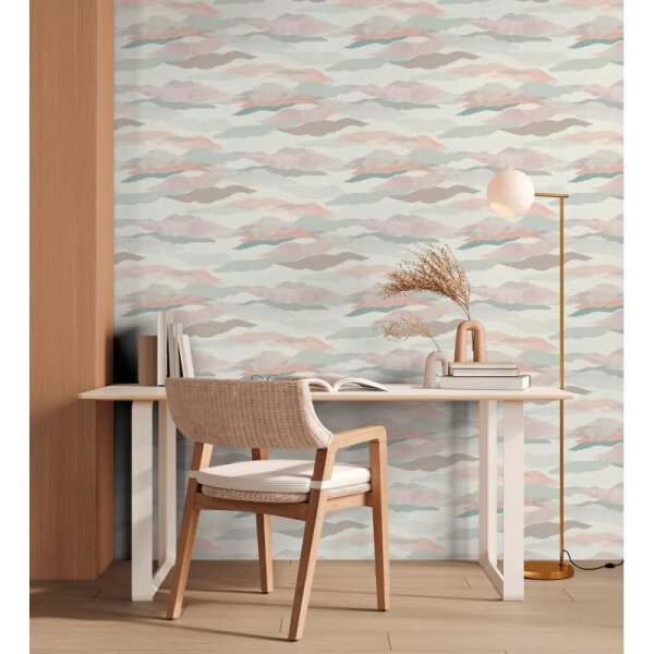 Landschafts-Tapete Berge Rosé Grau - Vliestapete Aquarelloptik - Mustertapete modern AS-Creation (396992)